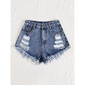 Womens Denim Shorts Frayed Distressed Denim Shorts (XL)